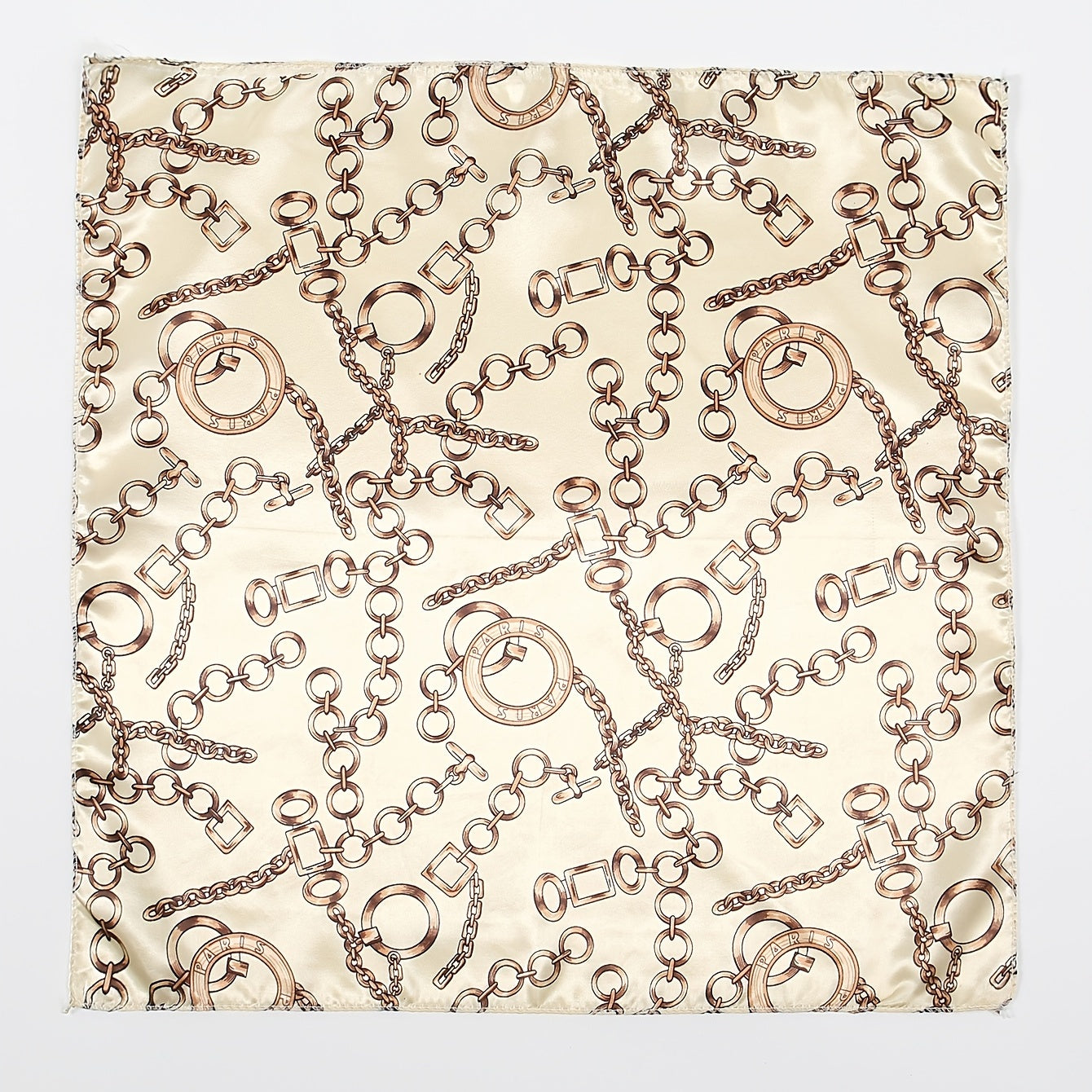 Square Satin Scarf Chain Print Neckerchief Hair Wrap