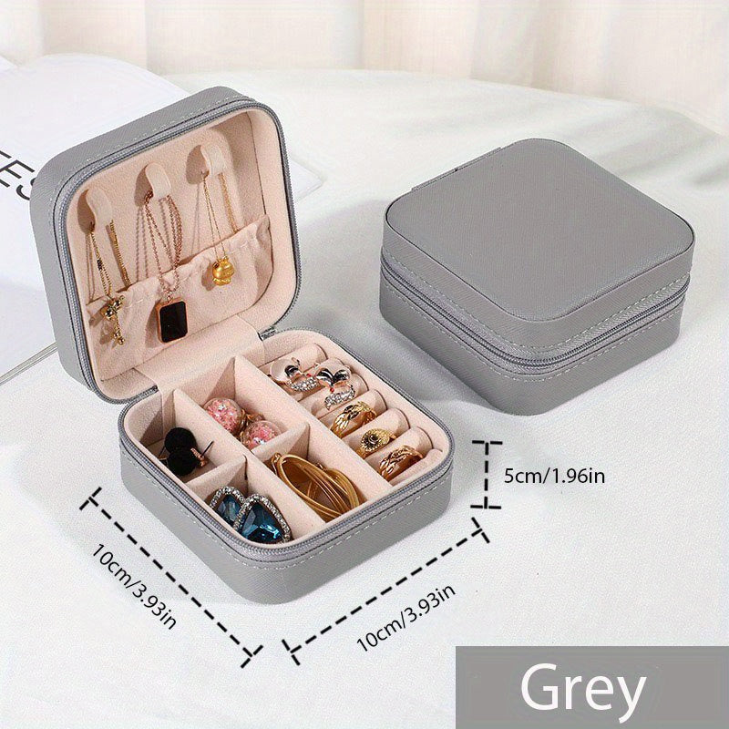 Portable Mini Jewelry Box PU Leather Organizer for Accessories