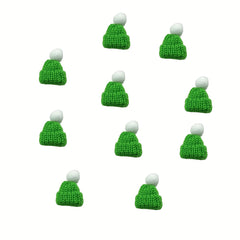 10pcs Christmas Knitted Hats for DIY Crafting Ornaments & Doll Hair Jewelry