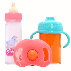 18 pc Doll Accessories Set Micro Plastic Bottle Straw Cup Plate Fork Spoon