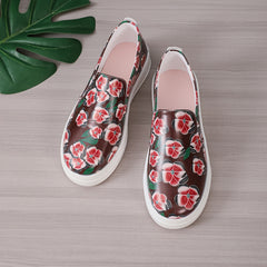 Floral Pattern Slip On Sneakers Lightweight Comfortable Shoes