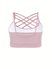 Criss Cross Front Plus Size Sports Bra High Stretch Fitness Running Bra