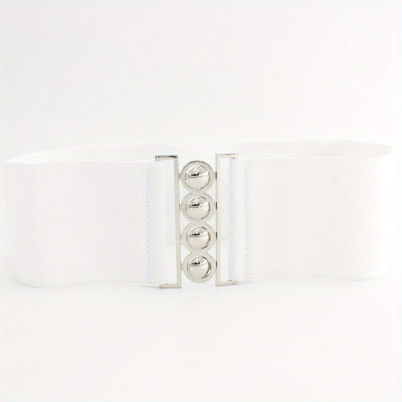 Women's Layered Belt Elastic Girdle Circle Metal Buckle Dress Shirt Waist Belt