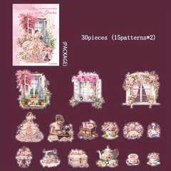 30pcs Alice Alien Figure Sticker Bag Diy Scrapbook Cup Stickers Waterproof