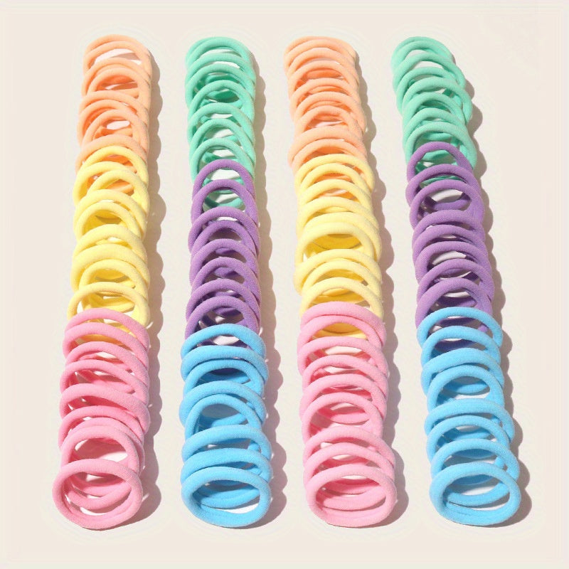 100pcs Solid Hair Tie Ponytail Holder Minimalist Hair Band