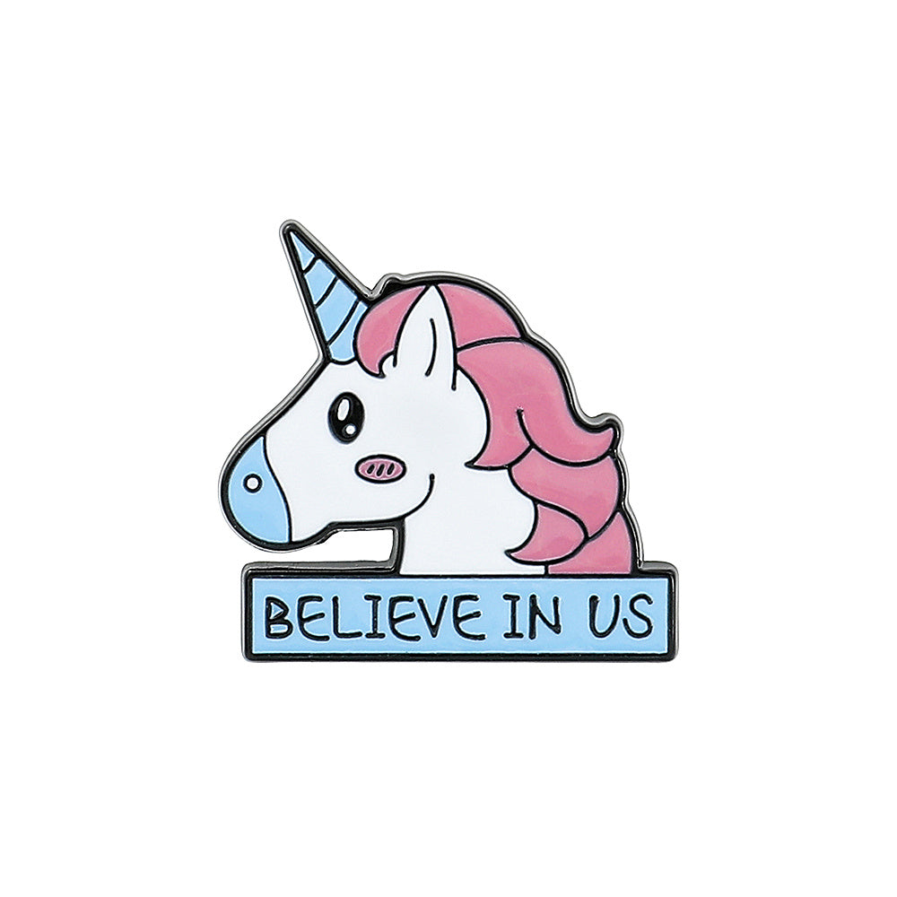 Creative Unicorn Brooch Set Children's Rainbow Accessory