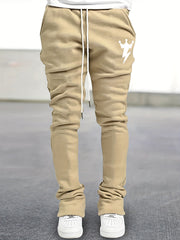 Lightning & Crown Pattern Flared Trousers Men's Casual Joggers