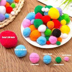 100pcs Mixed Size Pompoms Soft Fluffy Plush Crafts Pom Poms Ball Furball Sewing