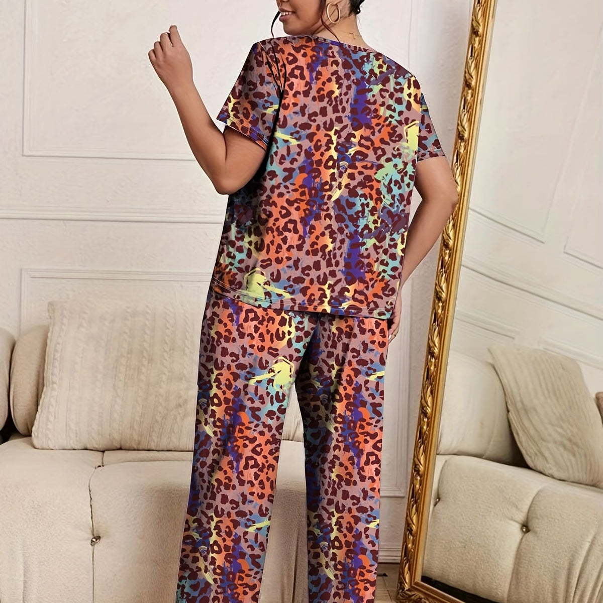  Ombre Leopard Print Pajama Set
