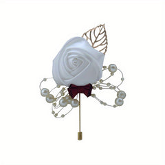 Pearl Inlaid Flower Brooch Pin Wedding Corsage