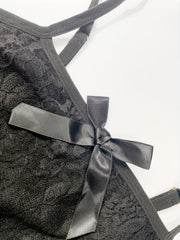  Lace Bow Decor Bra & Cutout Panty Lingerie Set