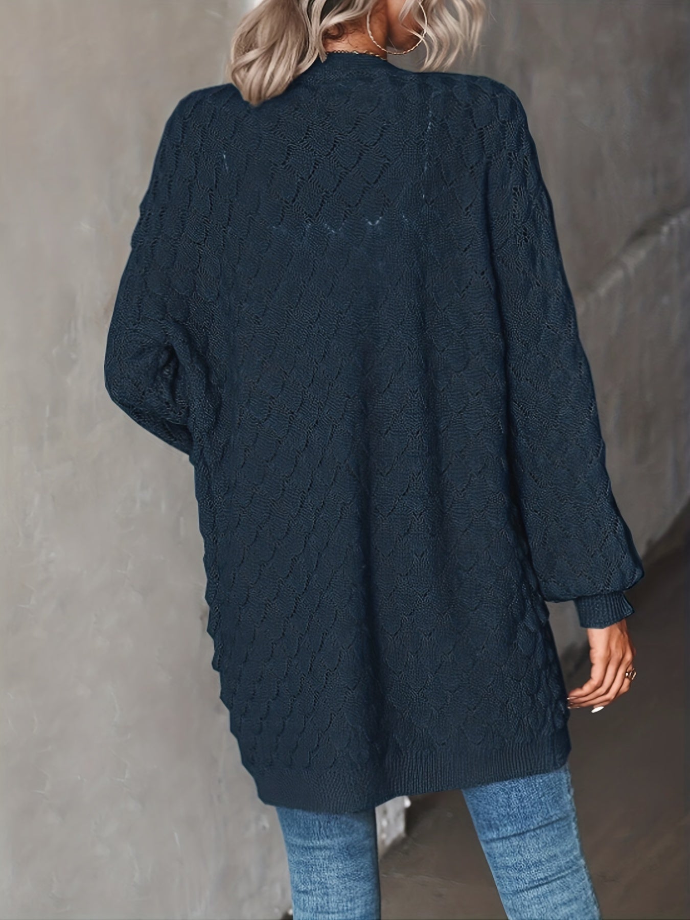  Casual Cardigan Women's Plus Knitted Long Sleeve Open Front Medium Str