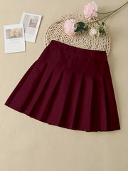 Girls' High Waist Pleated Skater A Line Skirt