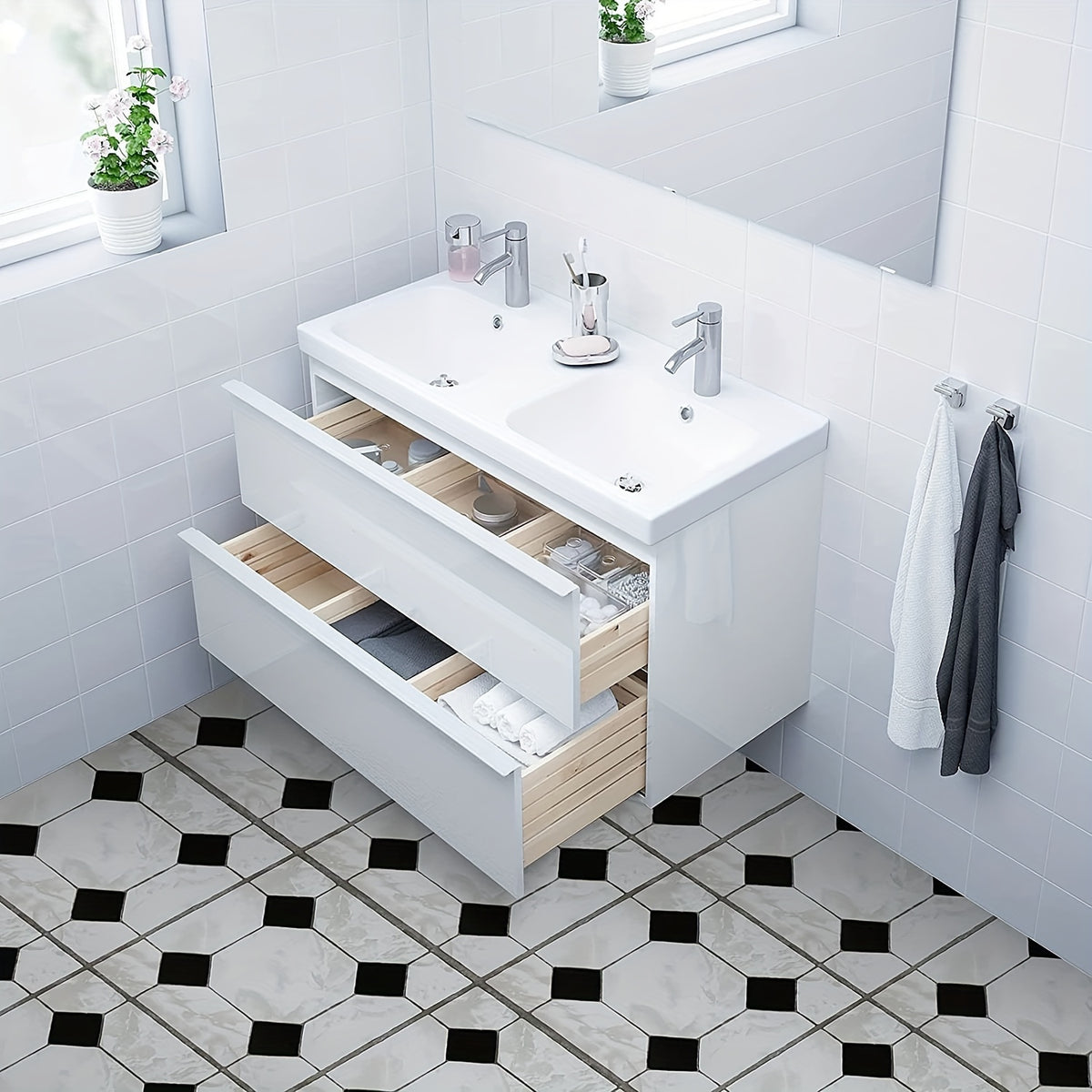 Peel And Stick Flooring Sticker 1-2mm Waterproof Bathroom Kitchen