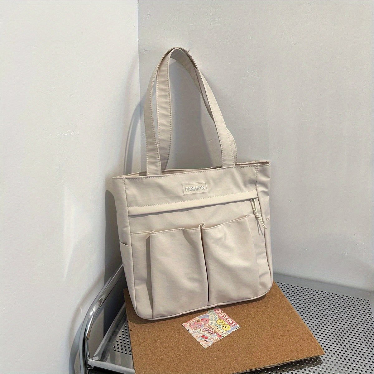 Casual Canvas Shoulder Bag Solid Handbag All Match Storage Bag