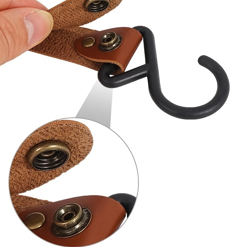 4pcs Leather S Hooks For Hanging Pots Pans Utensils Camping Hook Hanger