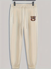 Bear Print Men's Pants Drawstring Sweatpants Loose Casual Trousers
