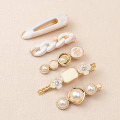 5pcs Multicolor Faux Pearl Flower Hair Clip Metal Hair Accessories