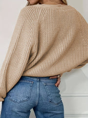  Solid V Neck Button Cardigan