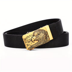 Men's Automatic Buckle Belt with Eagle Buckle for Outdoor Sports