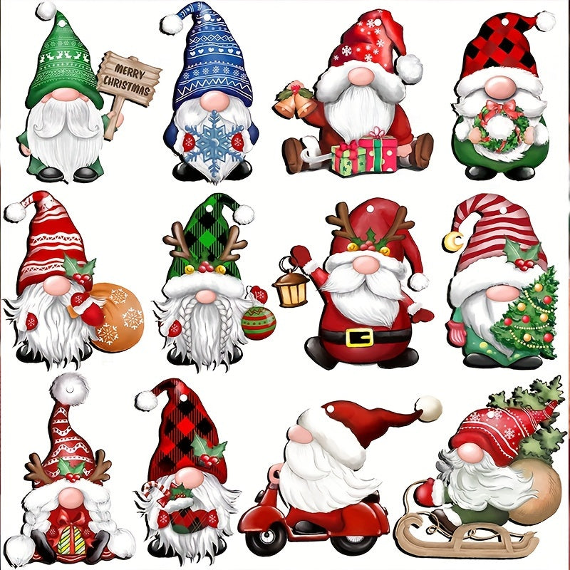 12pcs Wooden Santa Claus Christmas Ornaments DIY Decoration