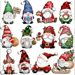 12pcs Wooden Santa Claus Christmas Ornaments DIY Decoration