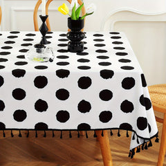 Polka Dots Tablecloth w/Tassels Cow Pattern Kitchen Picnic Party Supplies