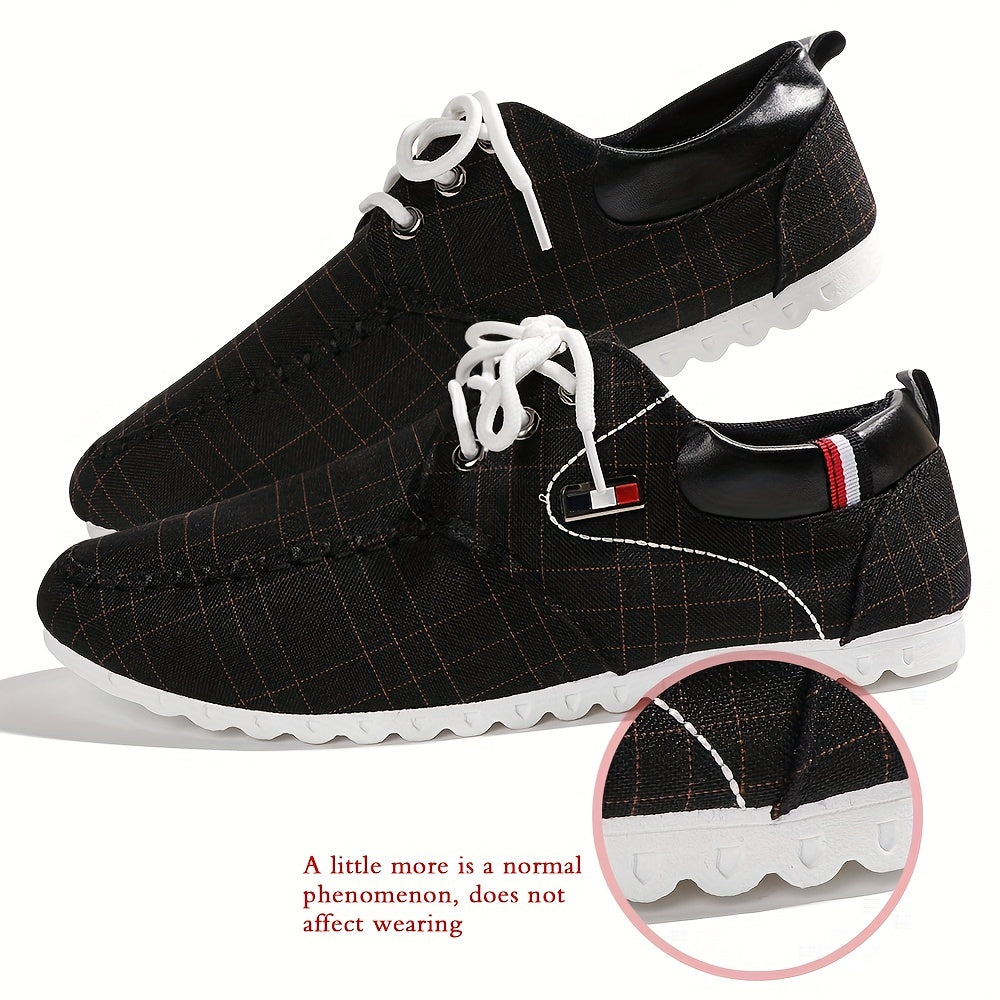 Men's Plaid Loafer Shoes Breathable Lightweight Non slip Canvas Shoes