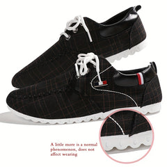 Men's Plaid Loafer Shoes Breathable Lightweight Non slip Canvas Shoes