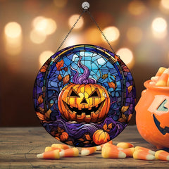 Halloween Acrylic Horror Pumpkin Smiley Stained Window Glass Hanging