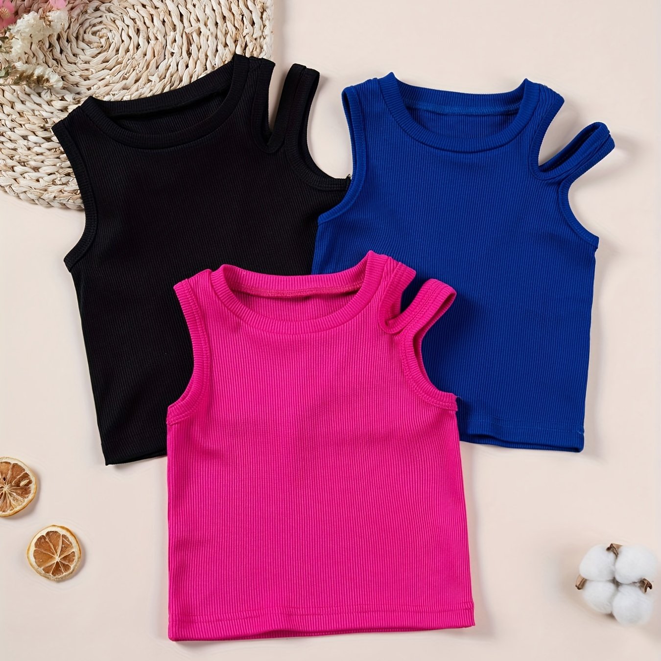 3pcs Baby Girls Summer Strapless Sleeveless T shirt Crop Tops
