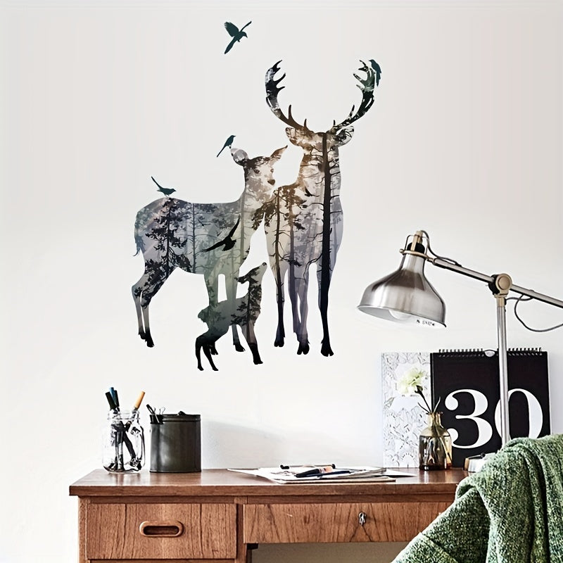 Deer Wall Stickers Elk Family Nordic Forest Painting for Home Decor