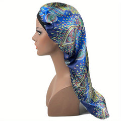 Paisley Print Satin Bonnet Double Layer Sleeping Cap Long Hair Bonnets