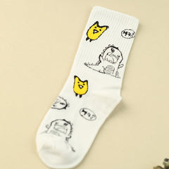 Cartoon Dinosaur Print Socks Comfy & Mid Tube Stockings