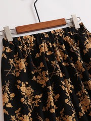  Vacay Skirt Women's Plus Floral Print Ruffle Trim Maxi Skirt