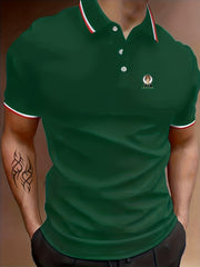 Men's Calm Print Polo Shirt Casual Stretch Short Sleeve Shirt