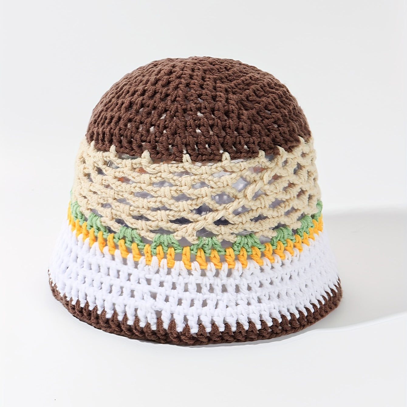 Knitted Bucket Hat Casual Hollow Sun Hat Summer Sunscreen Beach Hats