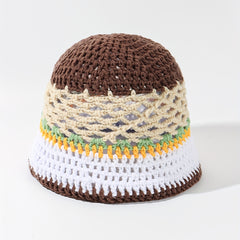 Knitted Bucket Hat Casual Hollow Sun Hat Summer Sunscreen Beach Hats
