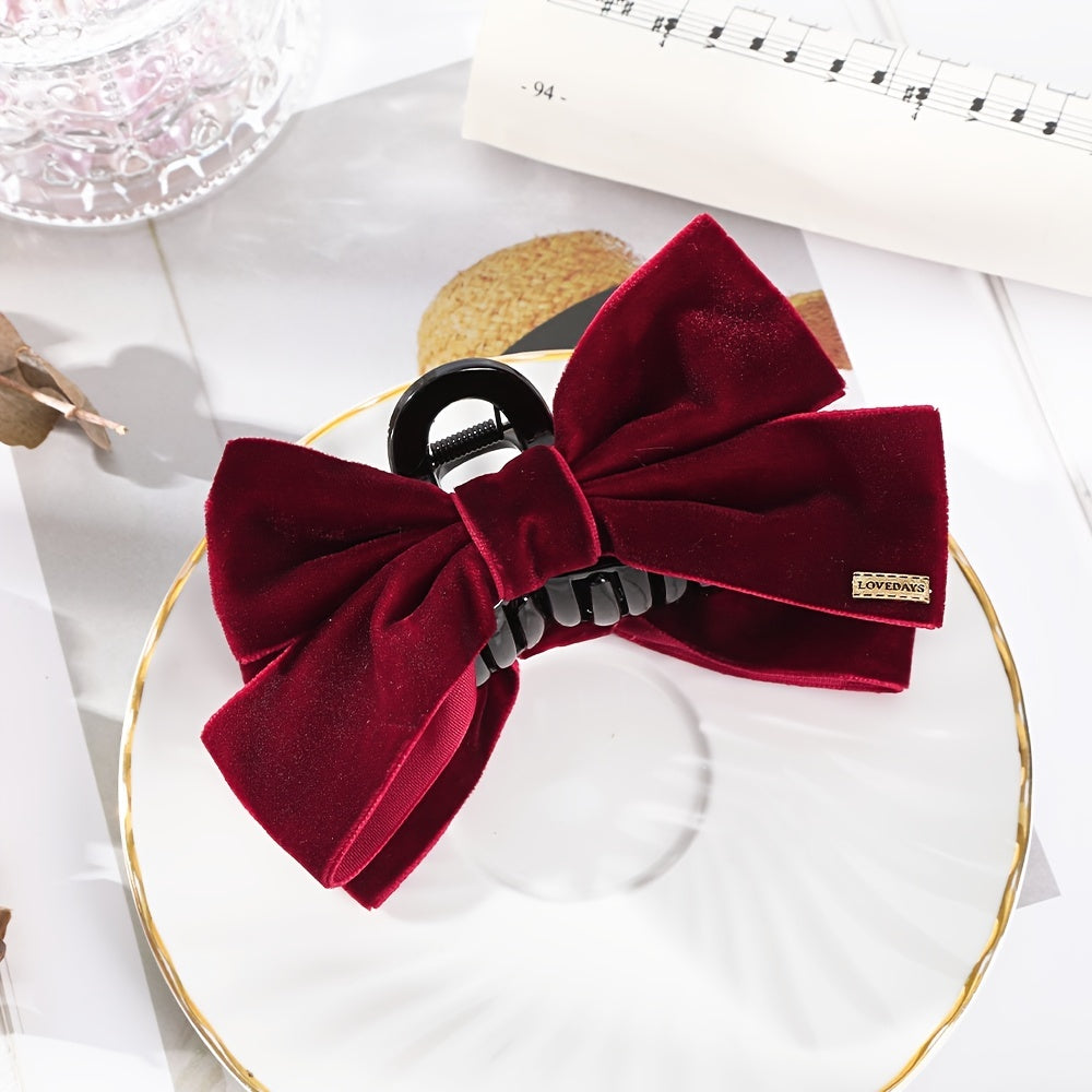 Velvet Bow Hair Claw Clip Non Slip Strong Hold Grip Hair Jaw Clip