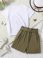 Girls Floral Animal Graphic Tee Shorts Set