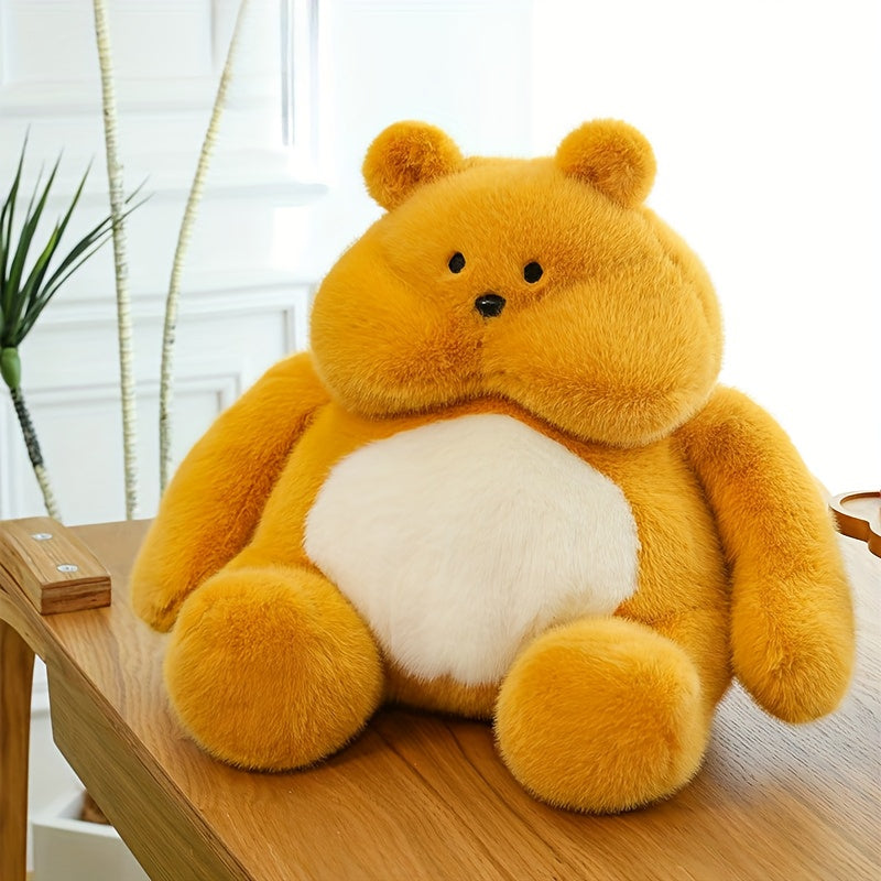 Cuddly Mustard Yellow Teddy Bear Plush with Fluffy Ears
