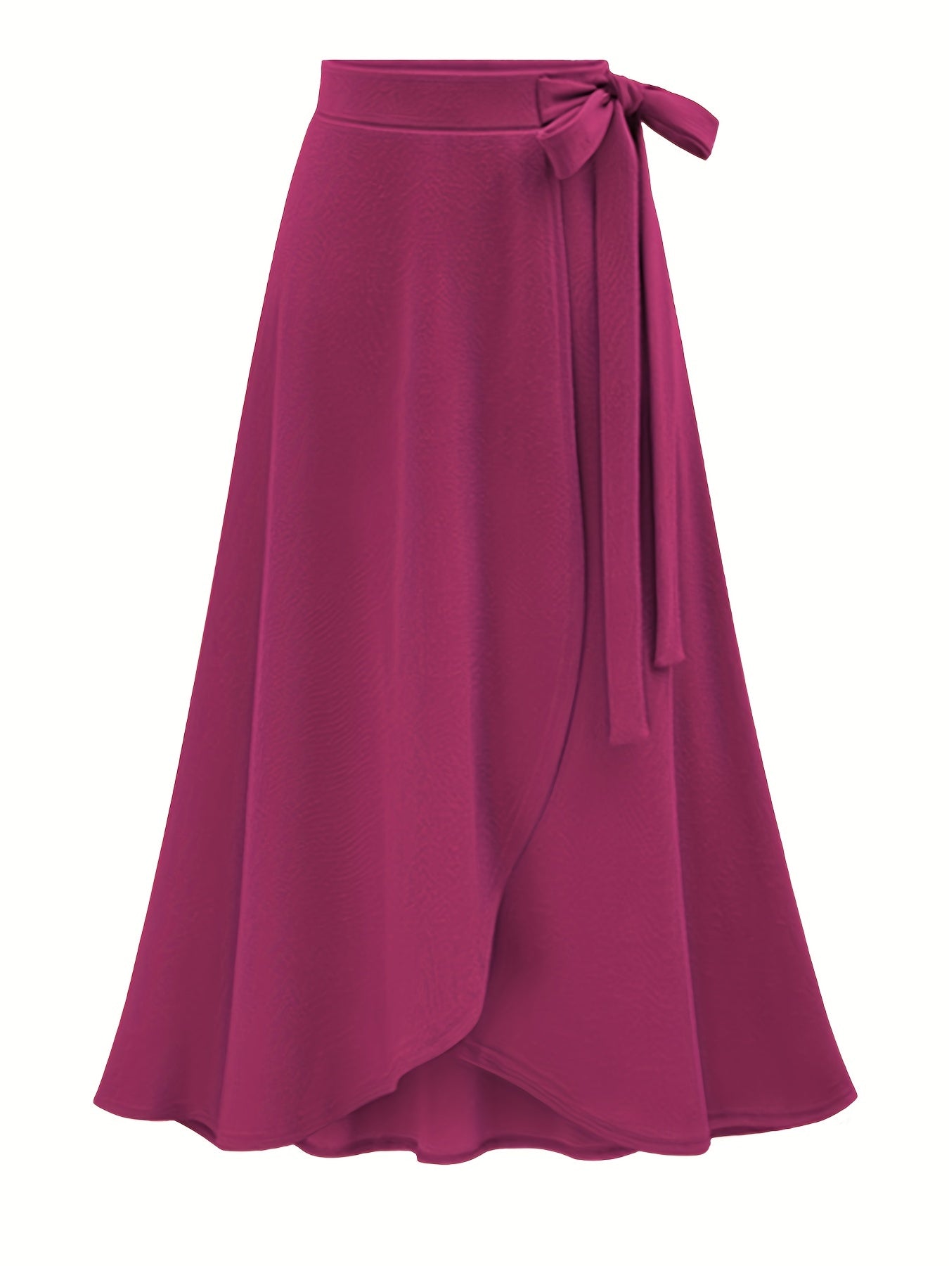  Solid Side Knot Layered Maxi Skirt with Slight Stretch