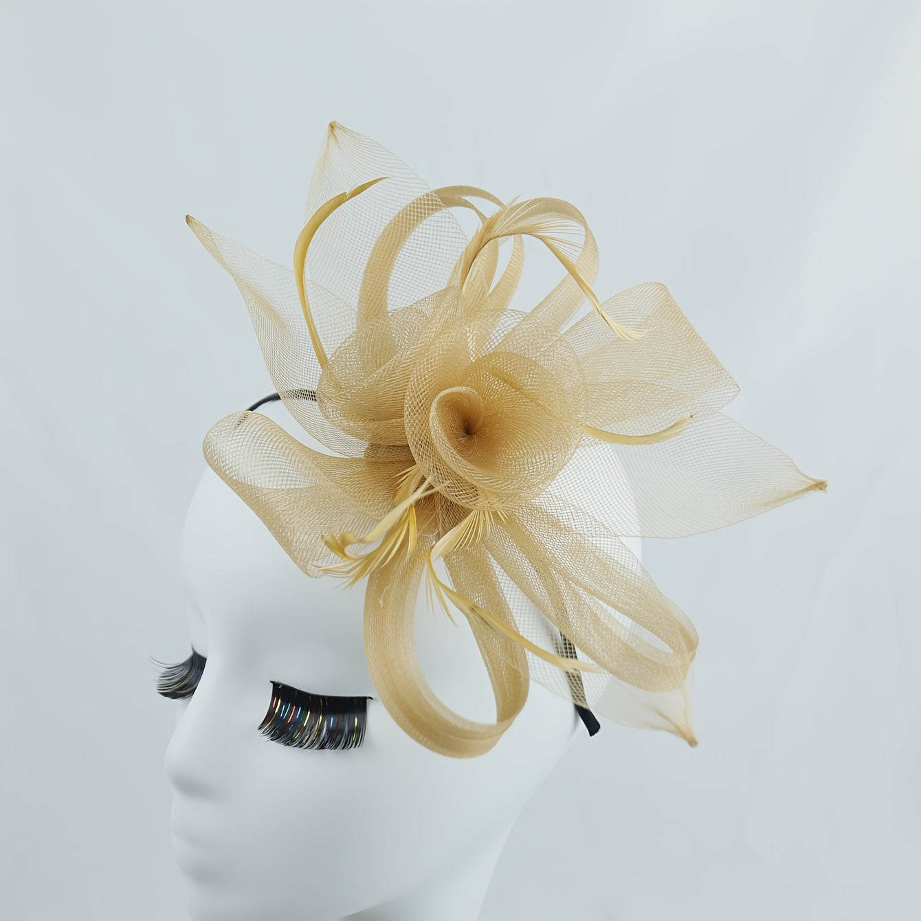 Vintage Fabric Flower Headband with Feather Closure