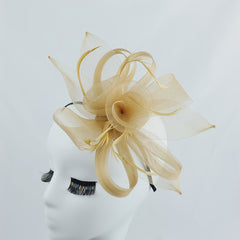 Vintage Fabric Flower Headband with Feather Closure