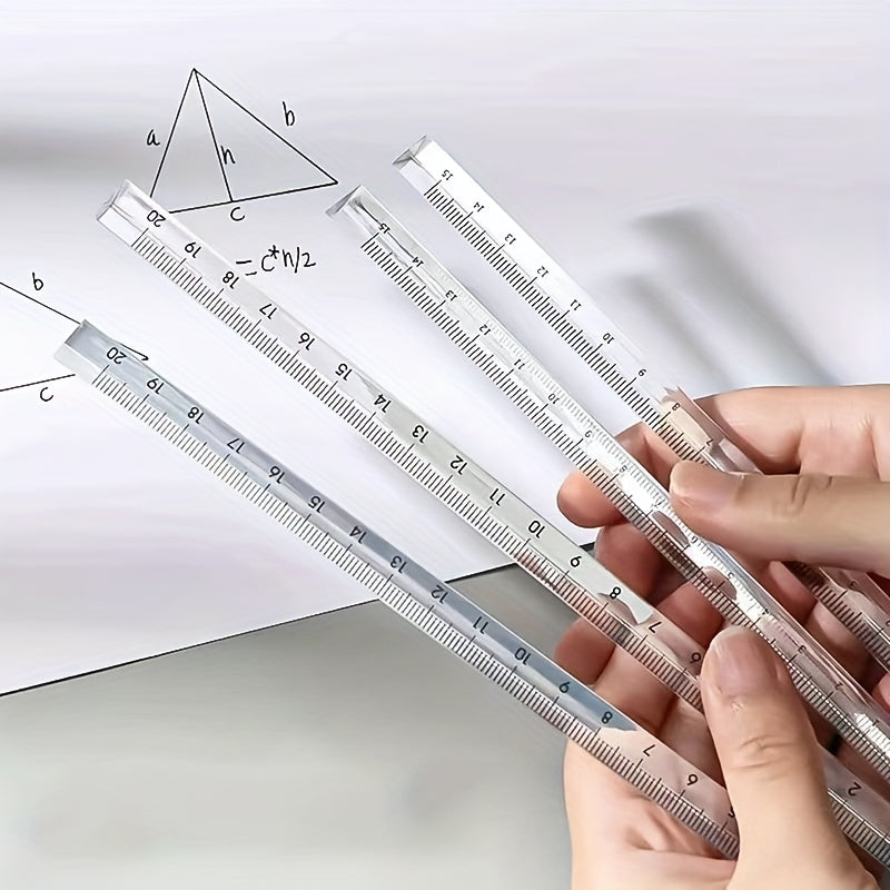 Three Prism Ruler Student Drawing Measuring Ruler Exam Office