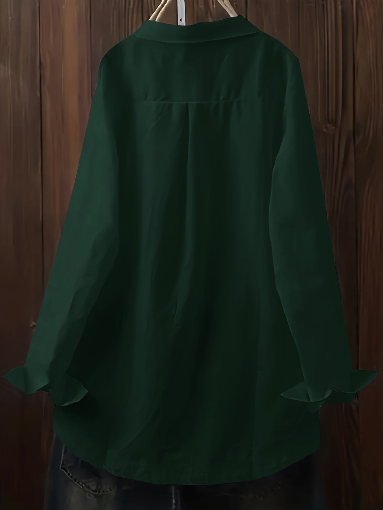  Solid Button Up Long Sleeve Blouse