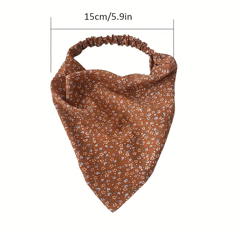 Floral Print Headband Triangle Scarf Elastic Turban Bandana Women Head Wrap