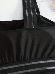  Sexy Swimsuit Mesh High Waist Skirted One Piece