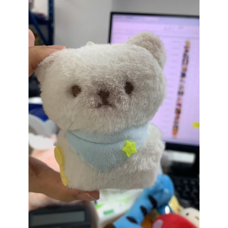 2pcs Squeezable Squeaking Cat Plush Keychain Dolls with Expressive Eyes