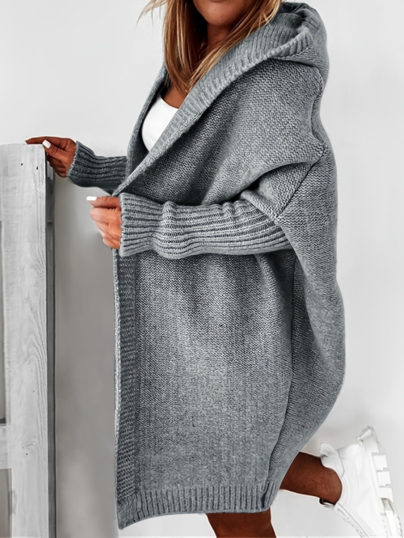 Oversized Knitted Cardigan Long Sleeve Casual Sweater For Winter & Fall